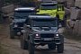 Brabus 700 G63 6x6 and G500 4×4² in Lime Green Play in Sand Factory