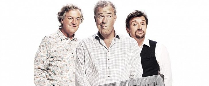 Clarkson, Hammond, and May on The Grand Tour poster