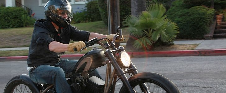 Brad Pitt on a motorcycle