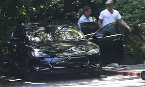 Brad Pitt and Angelina Jolie Spotted in a Tesla Model S