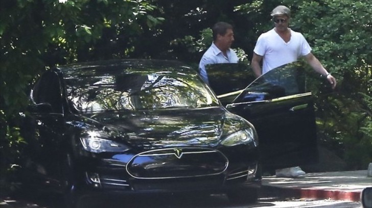 Brad Pitt Spotted Driving a Tesla Model S