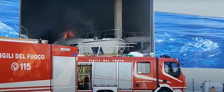 A luxury yacht that was ready for delivery caught on fire at a prestigious shipyard