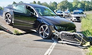 Brand New Audi RS7 Crashes After 187MPH Chase, Driver Says He Wanted to Show Off