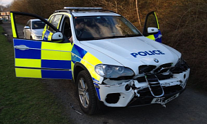 Brand New Police BMW X5 Rammed by Reckless Driver