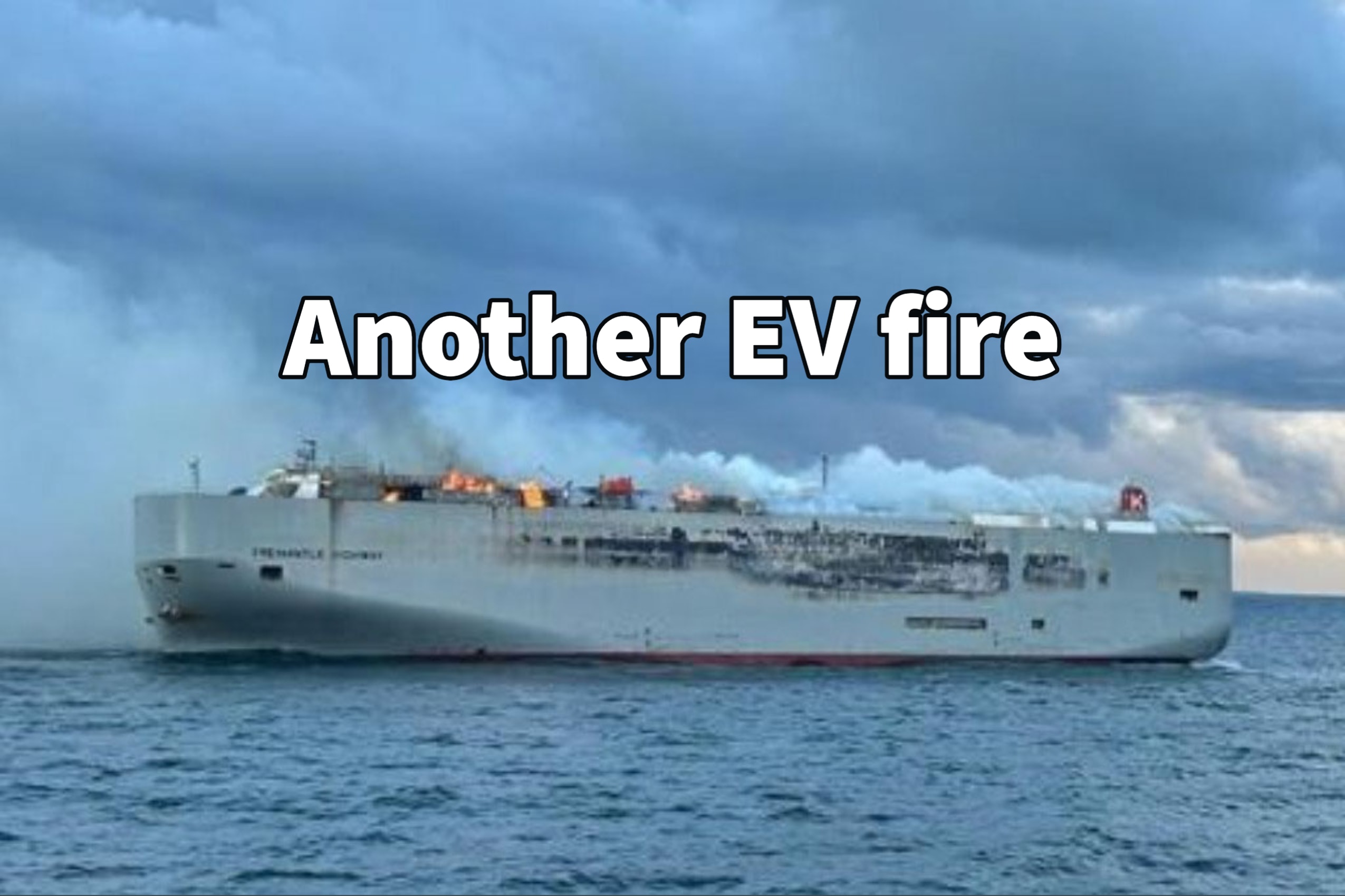 Breaking Cargo Ship Carrying Electric Vehicles Is Burning Near Ameland