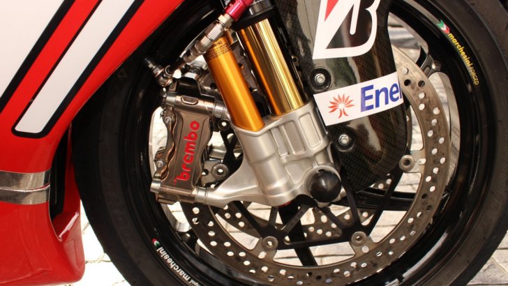 Radial Brembo brakes on a Ducati motorcycle