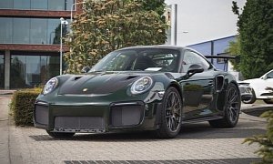 Brewster Green Porsche 911 GT2 RS Sports Camouflage Look in The Netherlands