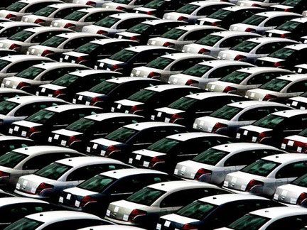 Cars awaiting delivery in Brazil