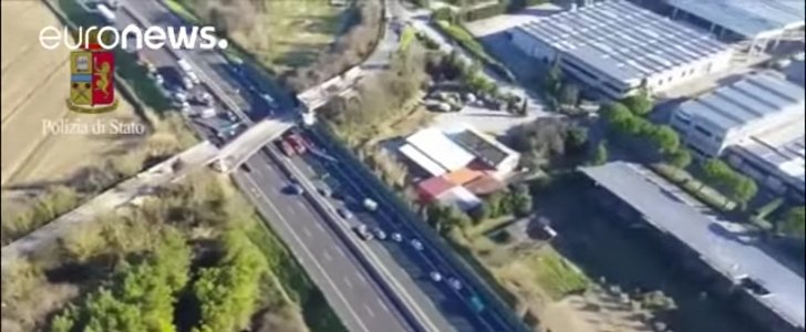 Bridge Collapses Over A14 Highway In Italy