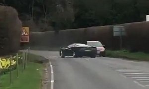British Ferrari 488 GTB Driver Can't Handle the Power, Has Extreme Near Crash