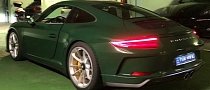 British Racing Green Porsche 911 GT3 Touring with Satin Aluminum Wheels Is a Gem