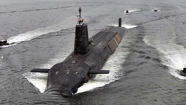 HMS Vanguard, the flagship of the Vanguard-class nuclear-powered submarines that carries UK's nuclear deterrent