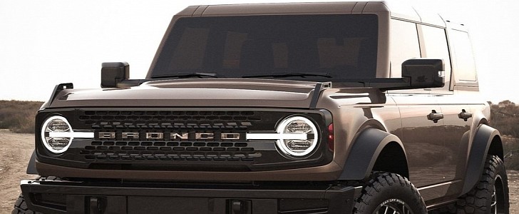 Bronze 2021 Ford Bronco gets 764 Leverage Black Milled wheels in rendering