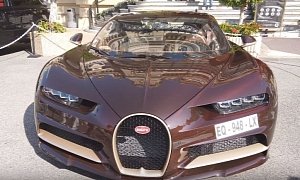 Brown Carbon Bugatti Chiron with Gold Details Shows Plush Spec in Monaco