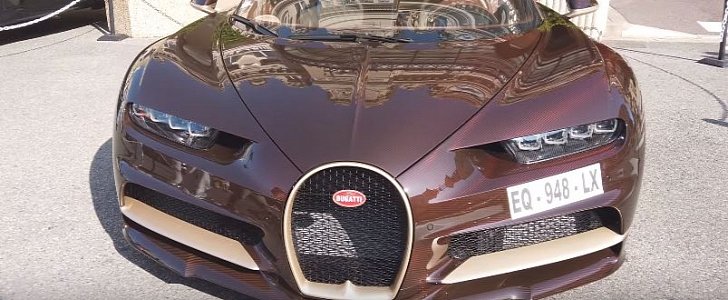 Brown Carbon Bugatti Chiron with Gold Details