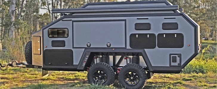 The Bruder EXP-6 expedition trailer is rugged but flush on creature comforts, includes solar panels for off-grid extended stays