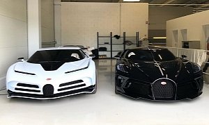 Bugatti Centodieci Meets La Voiture Noire, Garage Turns Black and White