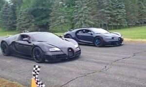 UPDATE: Bugatti Chiron Drag Races Veyron SS with Violent Results
