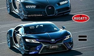 Bugatti Chiron Gets Toyota Camry Face Swap, Design Still Works