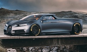 Bugatti Chiron Ute Rendering Moves W16 Engine in the Front for Hauling Purposes