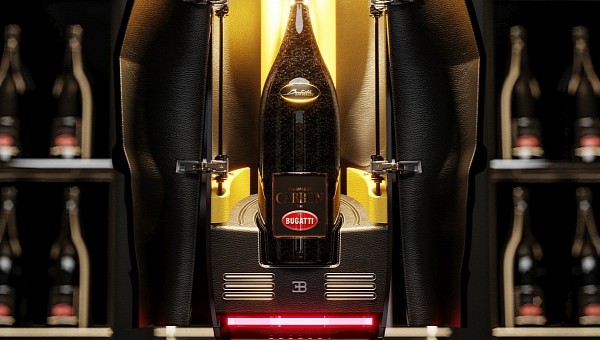 Bugatti "La Bouteille Sur Mesure" - the forged carbon fiber photoluminescent fine champagne bottle