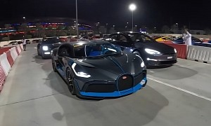 Bugatti Divo Races Tesla Model S Plaid, Runs 9.27s in the Quarter Mile