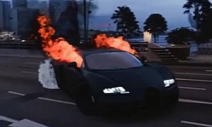 Bugatti "Ghost Rider" Driving On Fire Looks Almost Real, It's a Veyron