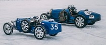 Bugatti Type 51 Goes Ice Racing, Battery-Electric Baby II Acts as the Safety Car