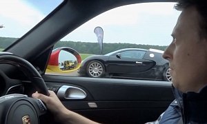 Bugatti Veyron Races 9ff Porsche on Empty Airfield