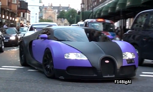 Bugatti Veyron Shines in Matte Black on Purple