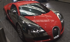 Bugatti Veyron Shines in Red and Chrome
