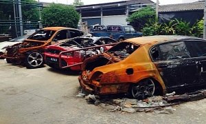 Burning BMW X6 Sets Ferrari, Lamborghini and Bentley on Fire