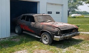 Burnt and Abandoned 1973 Chevy Nova Gets Saved, Takes First Drive in 30 Years