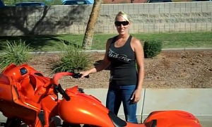 Busty Blonde Rides Sinister Industries 30-inch Bagger