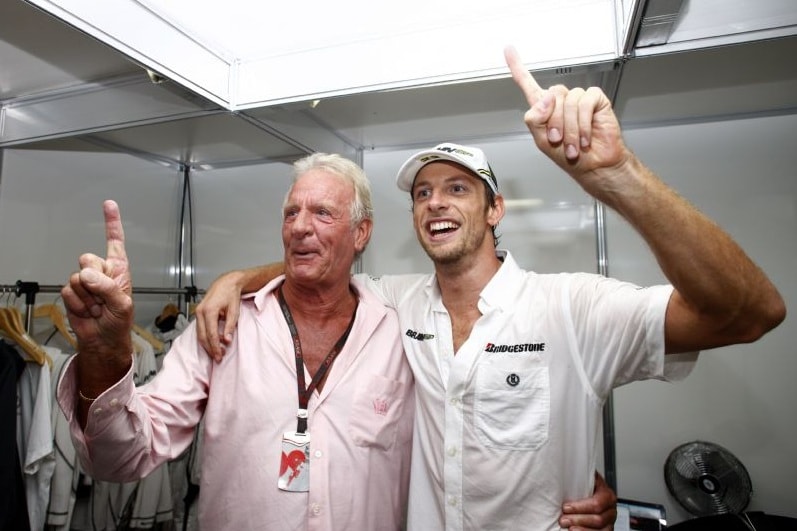 Jenson Button and his father, celebrating world title