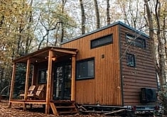 Buxus Tiny Home With a Covered Porch and Raised Living Room Is the Definition of Charming