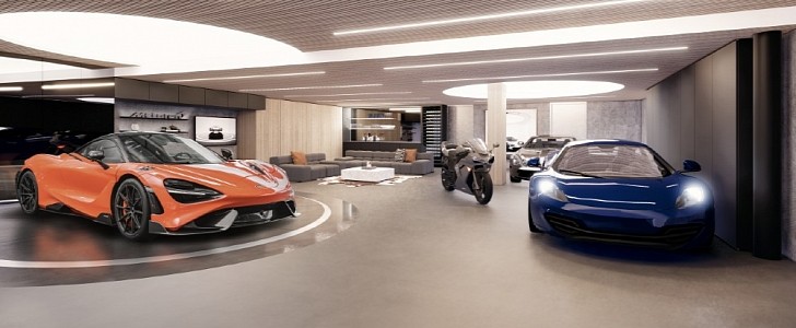 McLaren offers a 5-car supercar garage, a 765LT (on lease) and a kids' Senna with $16 mil penthouse