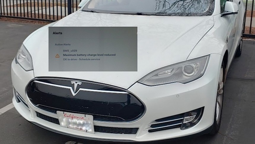 Despite the low mileage, this 2014 Model S 85 Bob Atkins' mother-in-law bought new had a battery pack failure