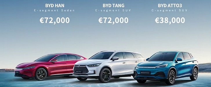 BYD will start its European career with the ATTO 3, Han EV, and Tang