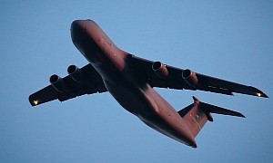 C-5 Galaxy Taking Off Looks Like a Beluga Whale Flying Over New Jersey