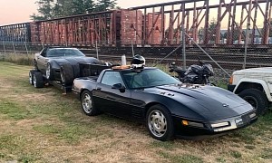 C4 Chevy Corvette Using Gooseneck Hitch For Towed C4 Drift Car Looks So Unreal