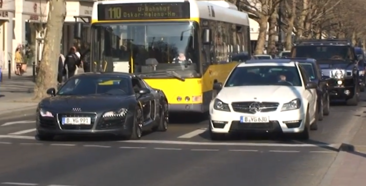 Mercedes-Benz C63 AMG versus Audi R8 V8