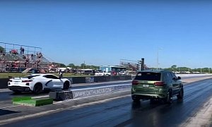 C8 Corvette Drag Races Jeep Grand Cherokee Trackhawk, America Wins