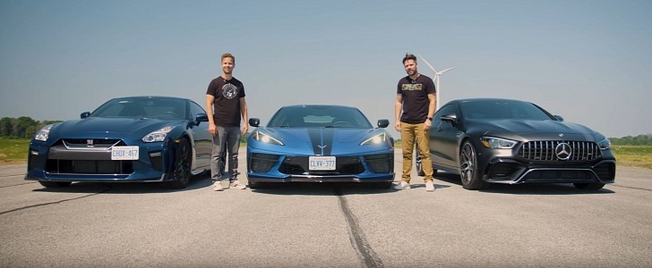 C8 Corvette Drag Races Nissan GT-R and Mercedes-AMG GT 63, America Doesn't Win