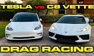 C8 Corvette Drag Races Tesla Model 3 Performance, Game Is On