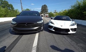 C8 Corvette Drag Races Tesla Model X, There Can Be Only One Winner