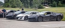 C8 Corvette E-Ray Hybrid Sports Car Spied Benchmarking Against Acura NSX