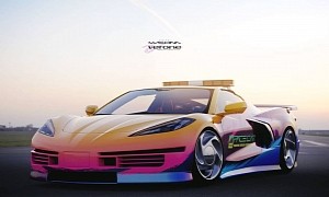 C8 Corvette "Neon Wave" Is a Mid-Engined Indy 500 Retro Pace Car