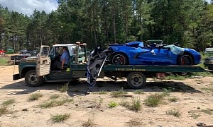 C8 Corvette Wreck Looks Pitiful on the Flatbed of a Chevy C50 Truck