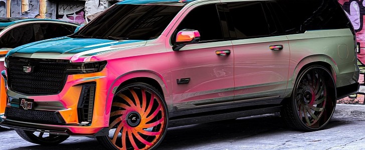 Pastel Cadillac Escalade-V ESV on Amani Forged 28s rendering by 412donklife 